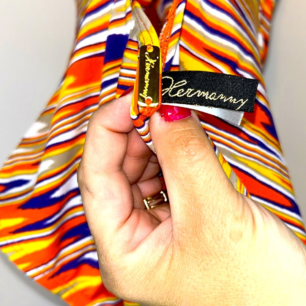 VIX Paula Hermanny One Piece Multicolor Swimsuit 24K Gold-Plated Details Size 12 - Picture 6 of 13